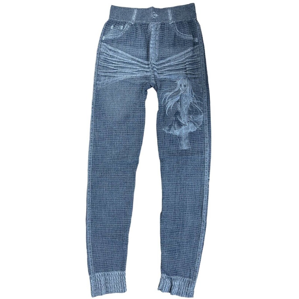 Women's Jean-Like Stretch Leggings Jeggings Soft Lightweight One Size (S-L) Blue